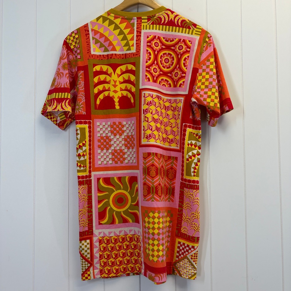 Adidas Farm Rio Streetwear Patchwork Graphic Shirt Dress Size XS Oversized Chic - Picture 2 of 9
